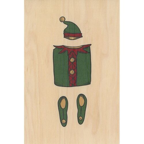 Carte en bois- greetings 3PN green