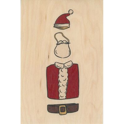Biglietto di auguri in legno - auguri Babbo Natale 3PN
