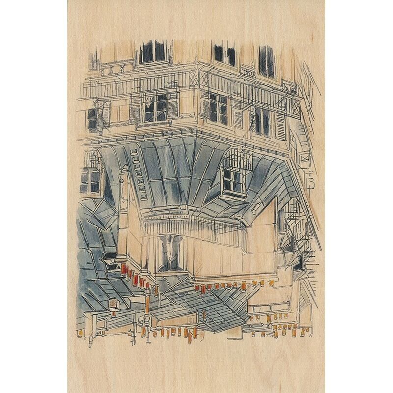 Holzkarte - Pariser Symbole, blaue Dächer