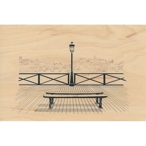 Carte en bois- paris icons pont des arts