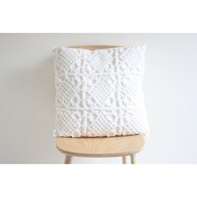 Coussin crochet blanc - L