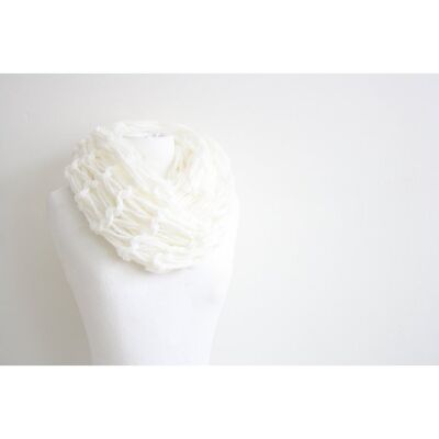 Wool white infinity scarf - wool