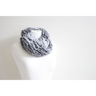Black and white infinity scarf - wool
