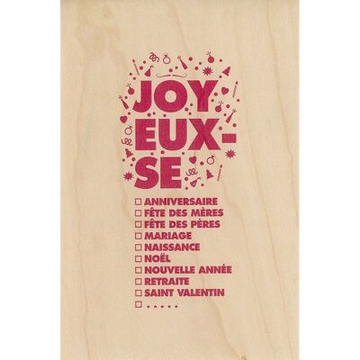 Carte en bois- greetings 3TY joy rose