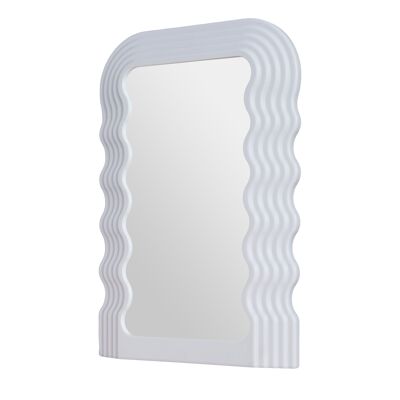 Petit miroir de table ondulé blanc