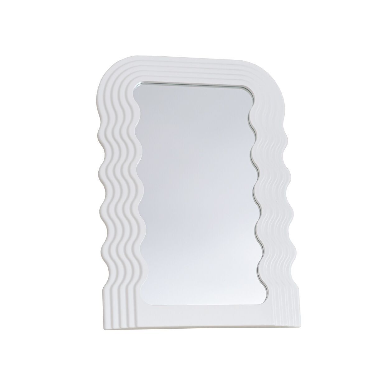 Piccolo specchio da tavolo ondulato bianco