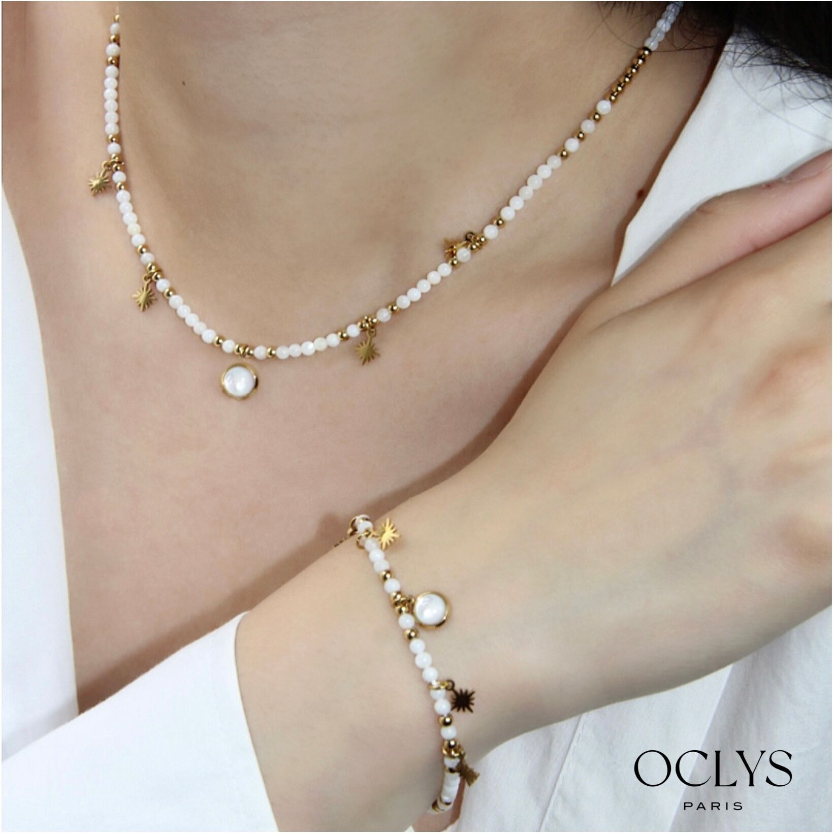 Cici-Steinhalskette aus Edelstahl