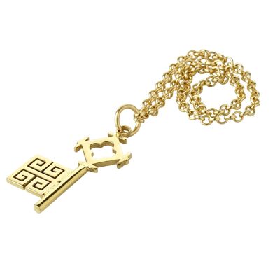 Llave Bremen con cadena, oro, L 4,5 cm