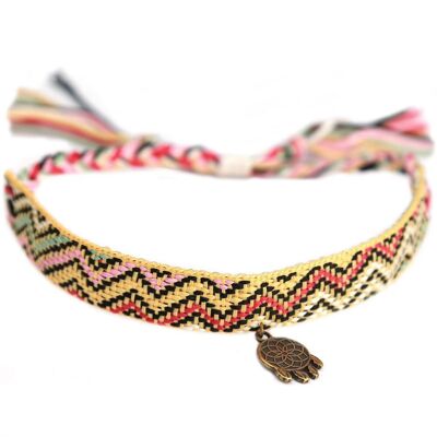 Bracelet de cheville coton aztèque jaune