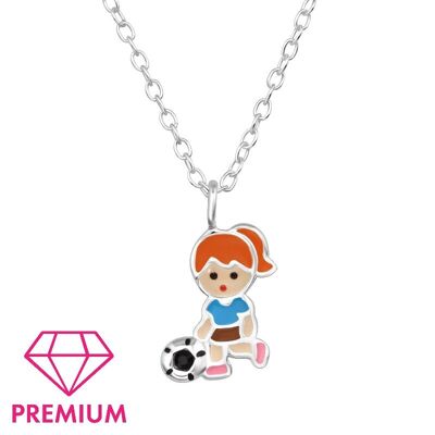 Collar con colgante infantil de plata de ley 'Niña del fútbol'