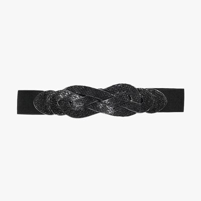 Cinturón negro con detalle tejido negro