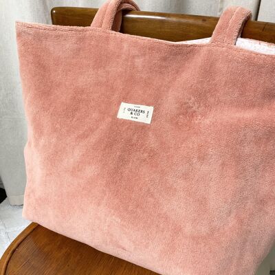 Borsa shopping reversibile grande in spugna di bambù certificata OekoTex - colore ROSA