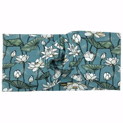 Diadema Nenúfares Jersey de algodón azul
