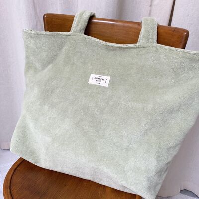 Bolsa de compras grande reversible en esponja de bambú certificada OekoTex - color VERDE