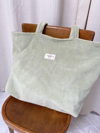 Grand sac cabas réversible en éponge de bambou certifiée OekoTex - couleur VERT 1