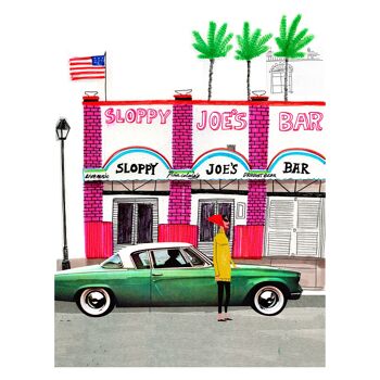 Illustration "Key West" par Mikel Casal. Reproduction A4 signée