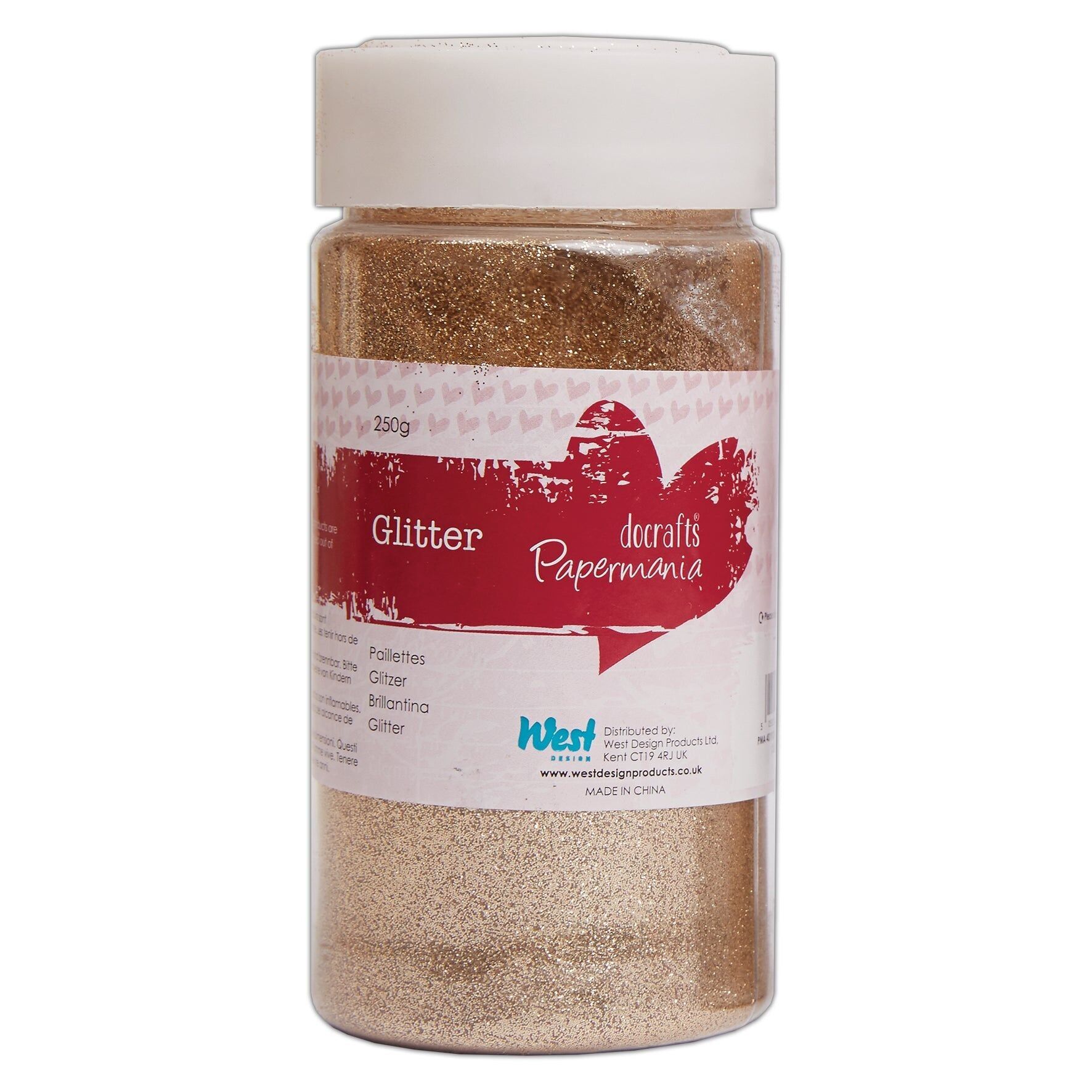 Papermania Large Glitter Pot, Gold, 250g
