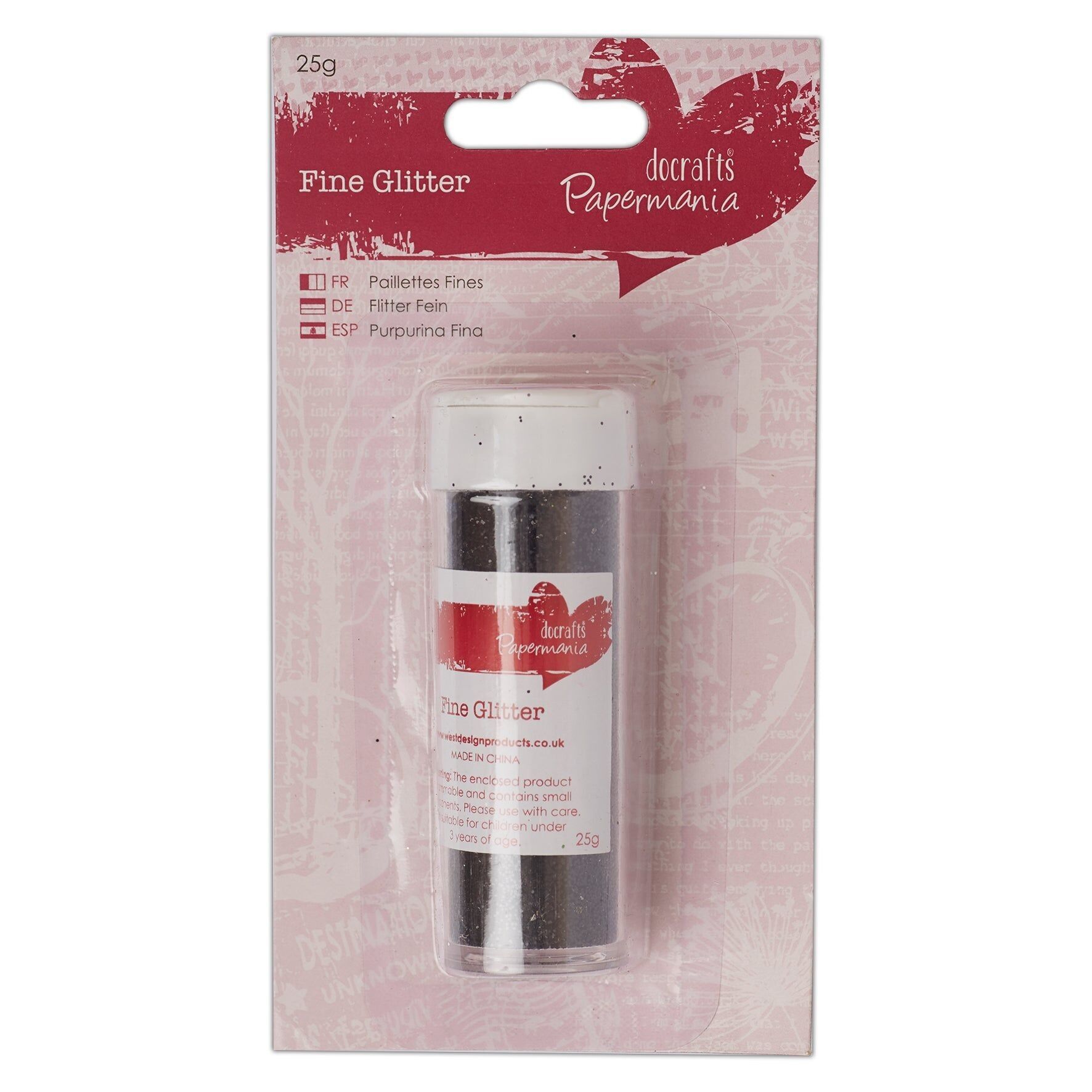 Papermania Fine Glitter, Black, 25g