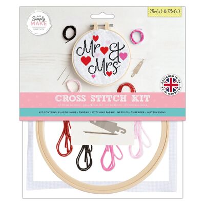 Kit de punto de cruz Simply Make, Mr(s) y Mr(s), multicolor, kit de manualidades individual