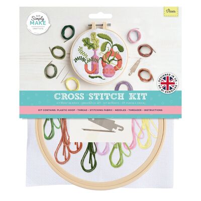 Realizza semplicemente un kit per punto croce, vasi, multicolore, kit artigianale singolo