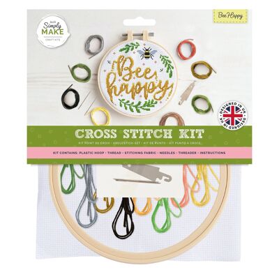 Crea semplicemente un kit per punto croce, Bee Happy, multicolore, kit artigianale singolo