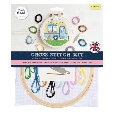 Kit de punto de cruz Simply Make, caravana, multicolor, kit de manualidades individual