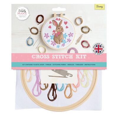 Crea semplicemente un kit per punto croce, coniglietto, multicolore, kit artigianale singolo