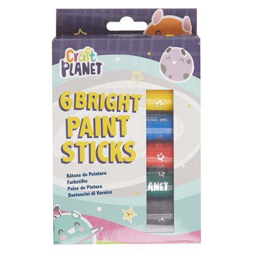 Craft Planet Paint Pens - 6 Kids Washable Paint Sticks In Assorted Bright Colours - Perfect Paint Option For Kids, Toddlers, Baby, For Finger Painting, Poster Art, Handprints, Crafts & Window Art