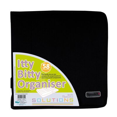 Papermania Itty Bitty Organiser, Black, 70 Compartments, With Wooden Handles, Craft Storage Folder and File Organiser for Home, Office and School, Craft Caddy for Office Storage and Office Supplies