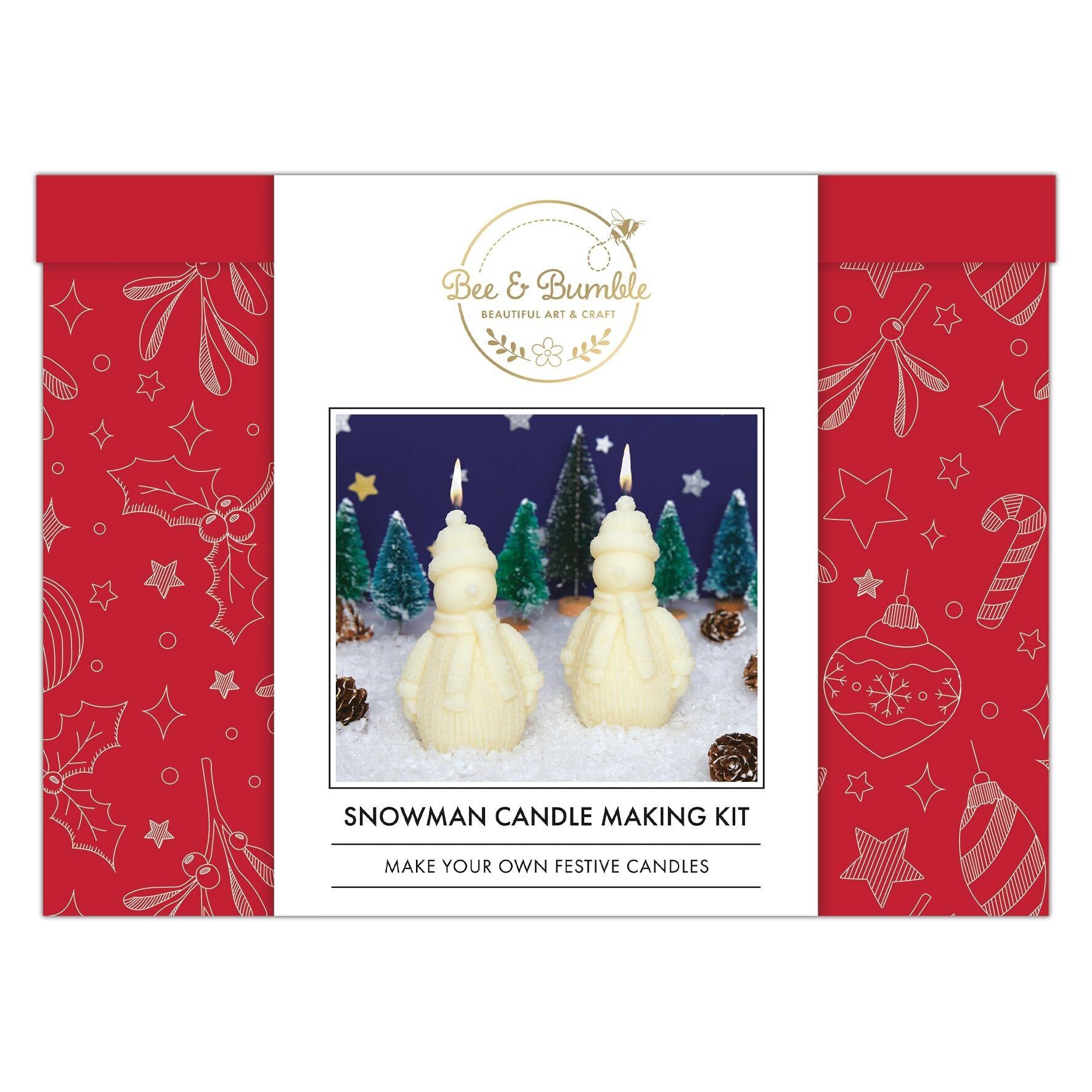 Bee and Bumble Candle Making Kit, Snowman, Multicoloured, Single Craft Kit, Perfect Hobby Craft Gift For Adults And Kids. Beginner And Experienced Starter Craft Set