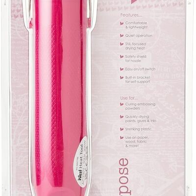 Papermania Multi-Purpose Craft Heat Tool, UK Plug, Pink, 28.4cm, Ideal for Scrapbook Supplies and Card Making Projects, Combine with Embossing Powders, Stamps and Inks