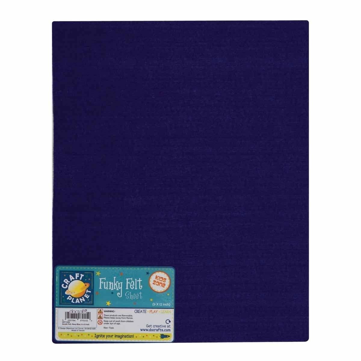 Craft Planet Acrylfilzblatt, Marineblau, 9 x 12, Kunst- und Bastelspaß für Kinder, Bastelbedarf, Verwendung zu Hause oder in der Schule, Basteln von Fingerpuppen, Plüschtieren, Modeaccessoires