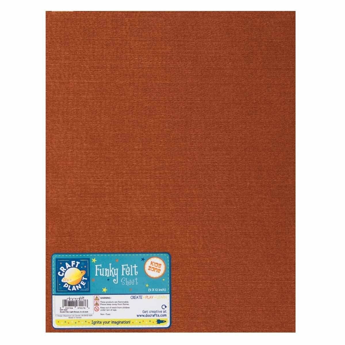 Craft Planet Acrylic Felt Sheet, Light Brown, 9 x 12, Art & Craft Fun For Kids, Crafting Supplies, Use In Home Or School, Make Finger Puppets, Soft Toys, Fashion Accessories