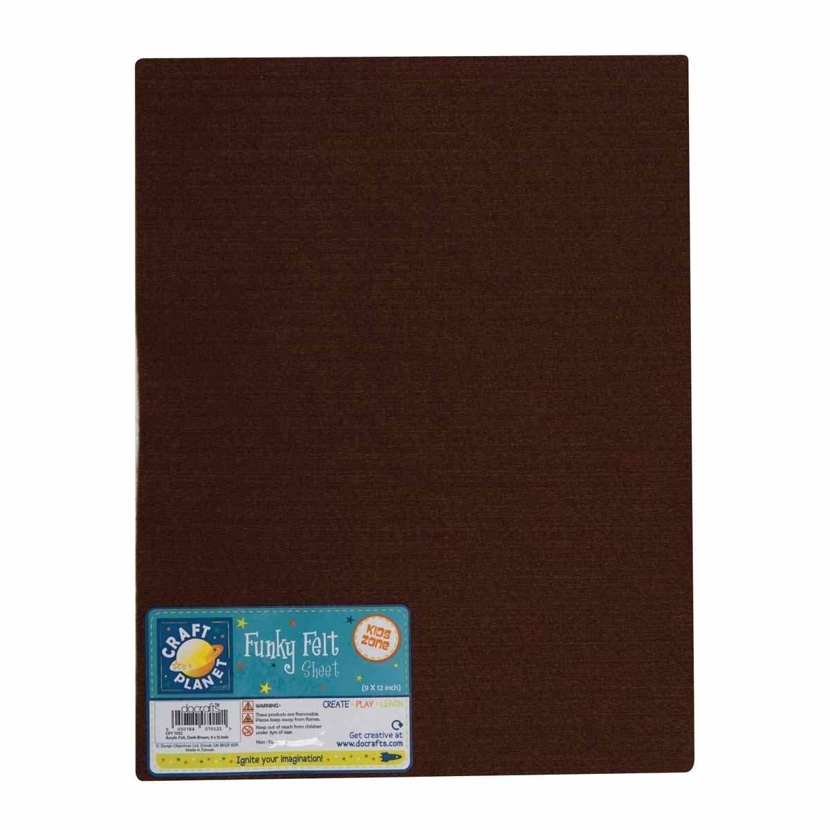 Craft Planet Acrylic Felt Sheet, Dark Brown, 9 x 12, Art & Craft Fun For Kids, Crafting Supplies, Use In Home Or School, Make Finger Puppets, Soft Toys, Fashion Accessories