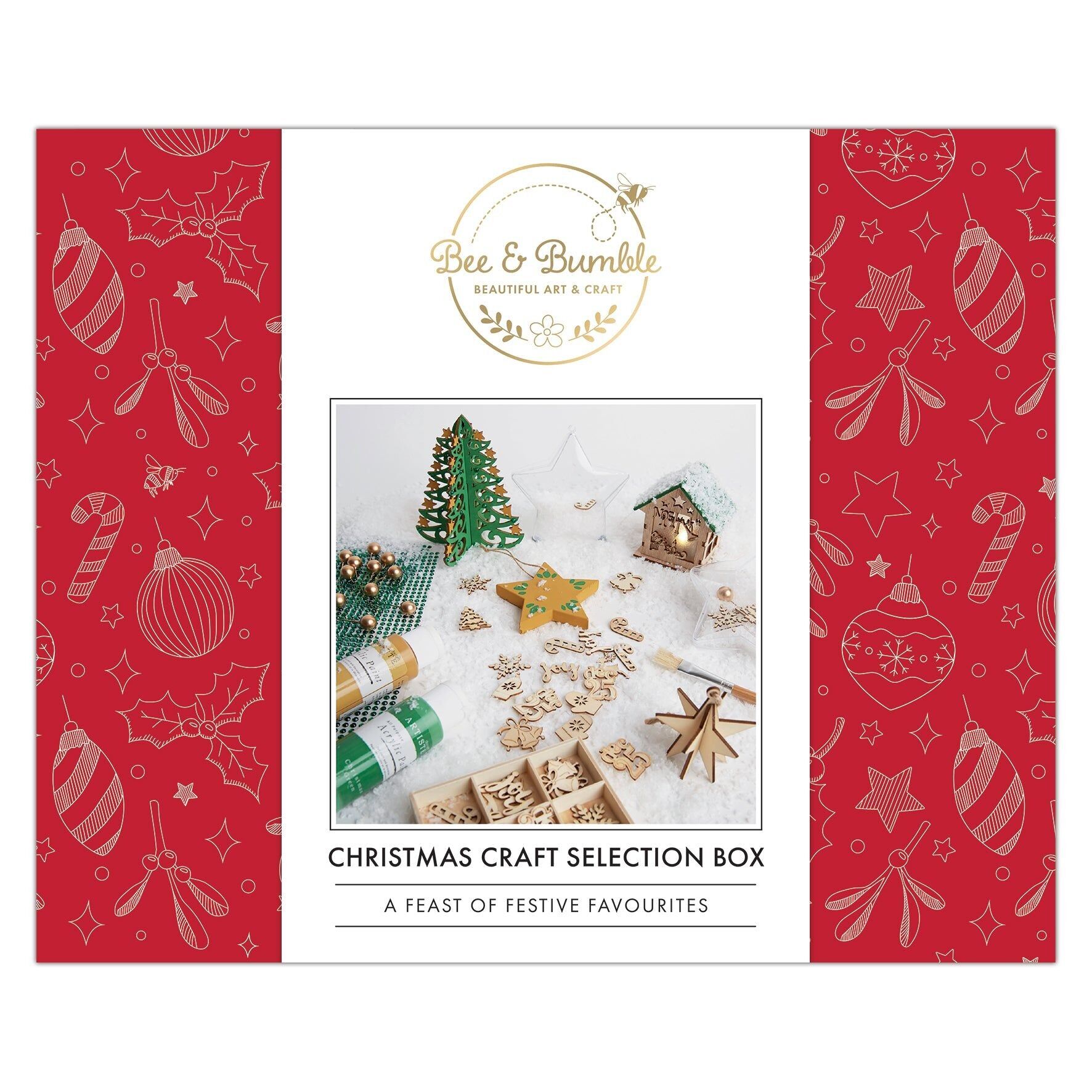 Bee & Bumble Weihnachtsbastel-Auswahl-Bastelbox – Bastelbedarfsbox, zum Basteln von festlichen Dekorationen, Scrapbooking, zum Herstellen personalisierter Geschenke für Weihnachten, ein Begleiter für Bastler