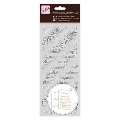 Autocollants de contour d'Anita, versets, bébé garçon, argent, pour le scrapbooking, la fabrication de cartes, les jeux d'enfants, les devoirs, l'art, l'artisanat, l'embellissement, la décoration, le papier, la carte, le verre, le métal, le plastique, la mousse