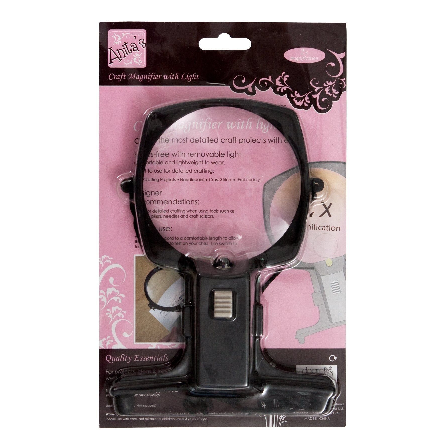 Anita's Magnifier With Light, No Hands Needed, For Crafts & Detailed Work, High Power Close-Up Lens 2.5 Magnifier, Adjustable Cord To Wear Around Your Neck, Magnifier Allows You To Read Small Print