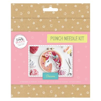 Simply Make Punch Needle Kit, Einhorn, mehrfarbig, einzelnes Bastelset, Stich- und Nähset mit Punch Needle-Werkzeug und Garn, Bastelsets für Erwachsene UK, Nadeleinfädler inklusive
