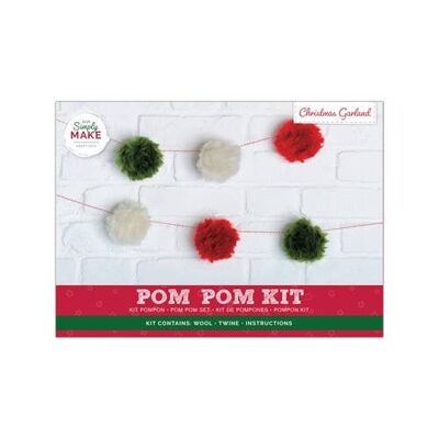 Crea tu propia guirnalda navideña con pompones, juego en rojo, blanco y verdeHogar, pasatiempos para niños y adultos