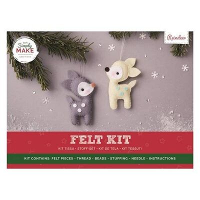 Simply Make Kit de Manualidades de Reno de Fieltro, Paquete de 2, Accesorios para Manualidades navideñas, Ideal para Artesanos Principiantes y Experimentados, Gran Regalo de Set de Manualidades de Tela de Fieltro, Ideal para Adultos y niños Mayores