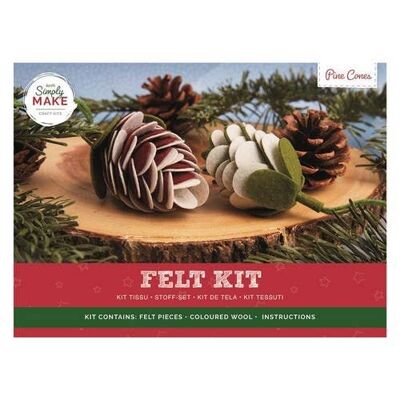 Simply Make Kit de Manualidades con Conos de Pino de Fieltro, Paquete de 2, Accesorios para Manualidades navideñas, Ideal para Artesanos Principiantes y Experimentados, Gran Juego de Manualidades con Tela de Fieltro, Ideal para Adultos y niños Mayores