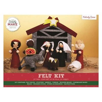 Kit Navideño de Belén de Fieltro Simply Make, Accesorios para Manualidades, Ideal para Artesanos Principiantes y Experimentados, Gran Regalo de Set de Manualidades de Tela de Fieltro, Ideal para Adultos y Niños Mayores