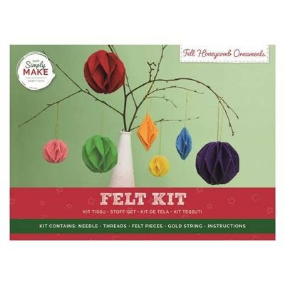 Simply Make Kit de Manualidades con Forma de Panal de Fieltro, Accesorios para Manualidades navideñas, Ideal para Artesanos Principiantes y Experimentados, Gran Regalo de Set de Manualidades con Tela de Fieltro, Ideal para Adultos y niños Mayores