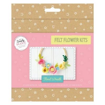 Simply Make Kit de manualidades con flores de fieltro, corona floral, aros y marcos de bricolaje, suministros para hacer manualidades, para adultos y adolescentes, haga hermosas decoraciones para su cocina en casa, accesorios para fiestas o festivales