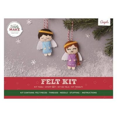 Simply Make Kit per artigianato con angeli in feltro, confezione da 2, accessori per artigianato natalizio, ideale per artigiani principianti ed esperti, fantastico set regalo per artigianato in tessuto di feltro, ideale per adulti e bambini più grandi