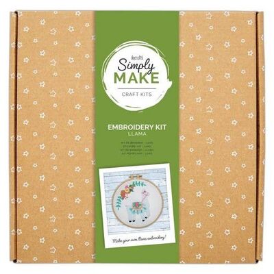 Simply Make - Kit de costura para adultos, diseño de llama, con aguja de coser, kit de costura perfecto para principiantes, con juego de herramientas, hilos de bordar, kits de bordado perfectos para adultos y niños