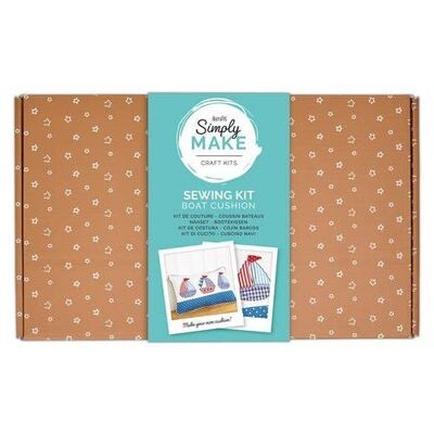 Simply Make Kit de cojines: funda de almohada con puntada de barcos, kit para hacer manualidades, kit de costura de bordado, ideal para adultos y niños mayores, agregue cojín a la decoración del sofá en el hogar o la silla de la cocina