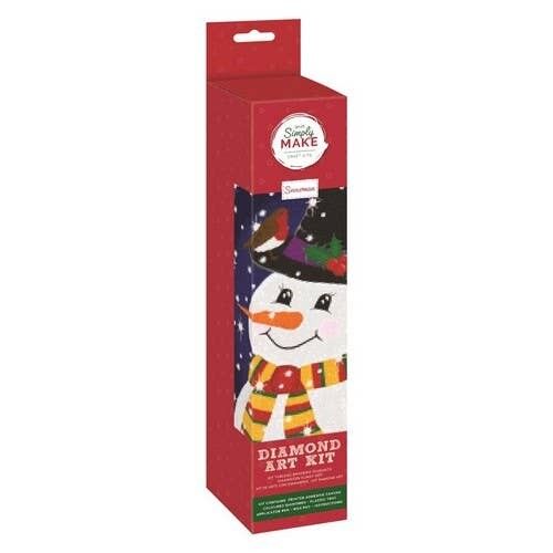 Simply Make Christmas Diamond Art Kit - Kit per pittura diamante pupazzo di neve per adulti, tela con accessori, per decorazioni per la casa o accessorio da appendere alla parete, strumento per gemme incluso - Kit per arte e artigianato