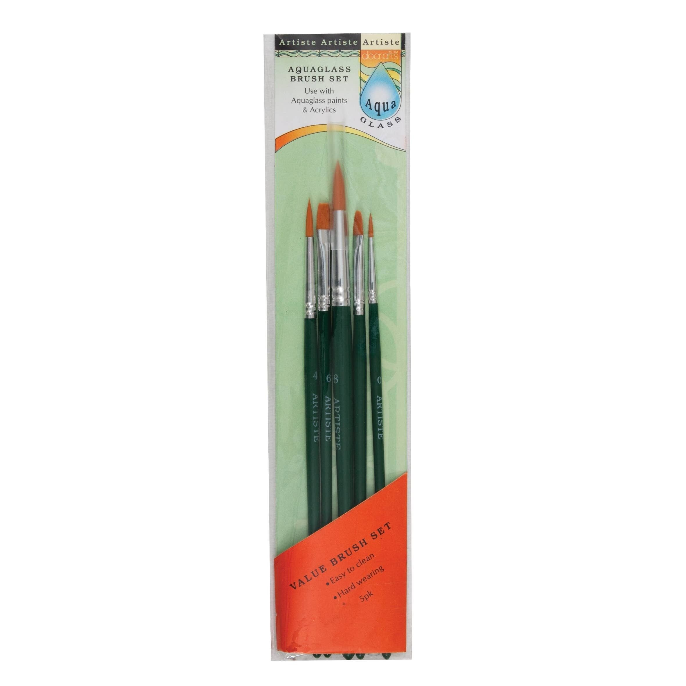 Artiste Value Brush Set, Green, Pack of 5, A Small Paint Brush Set for Home and School, Ideal for Adults and Kids Paint, the Perfect Brushes for Art Projects
