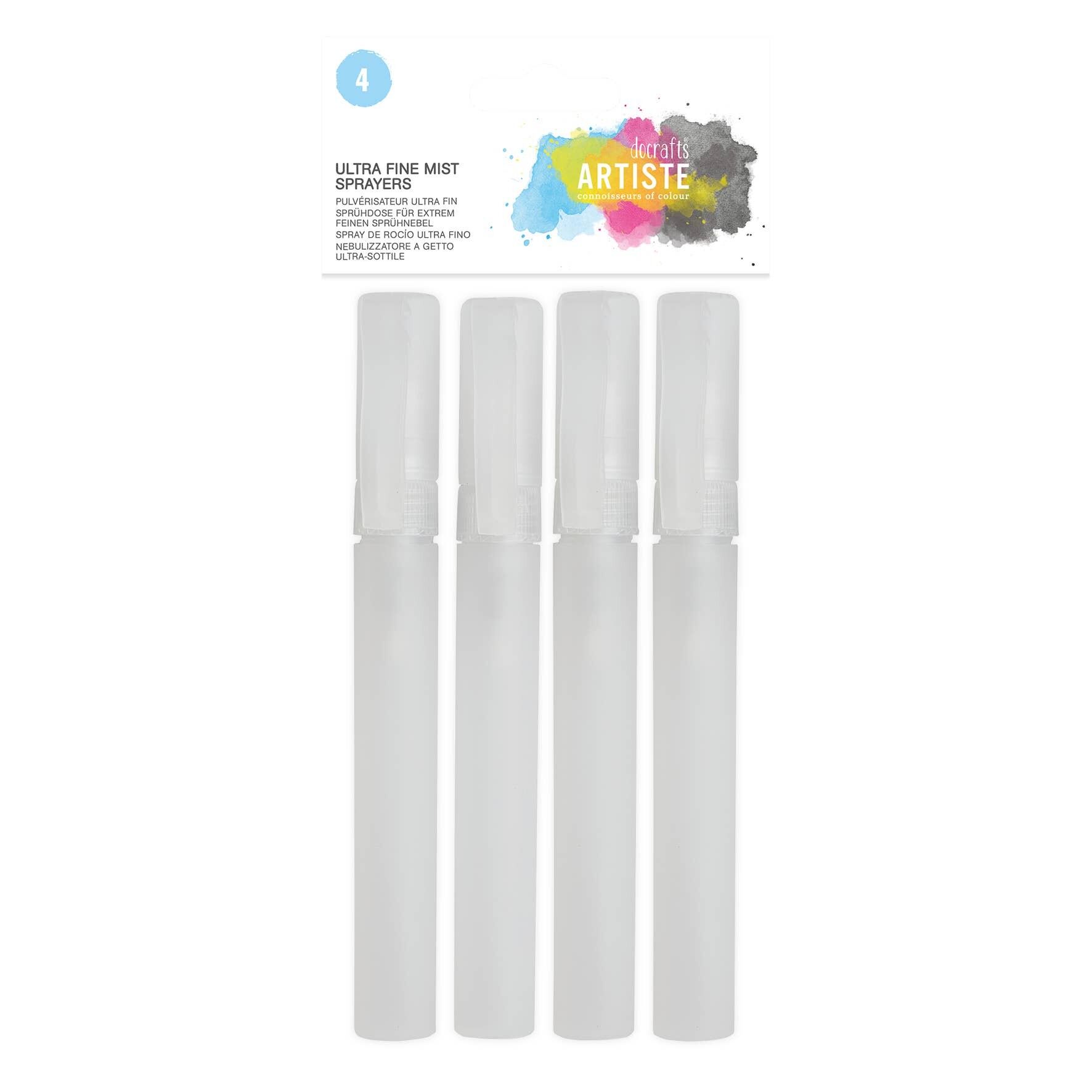 Artiste Ultra Fine Mist Sprayer, Clear, Pack of 4, Ideal Art Supplies for Art Set, Adults and Kids, Water Sprayer for Water Colour, Combine with Paint Brush Set and Palette